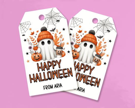 Happy Halloween Pumpkin Ghost Gift Tags
