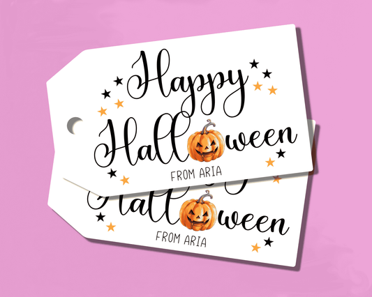 Happy Halloween Pumpkin Gift Tags