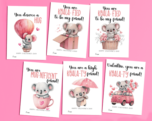 Editable Koala Valentine Cards for Kids Classroom Valentine
