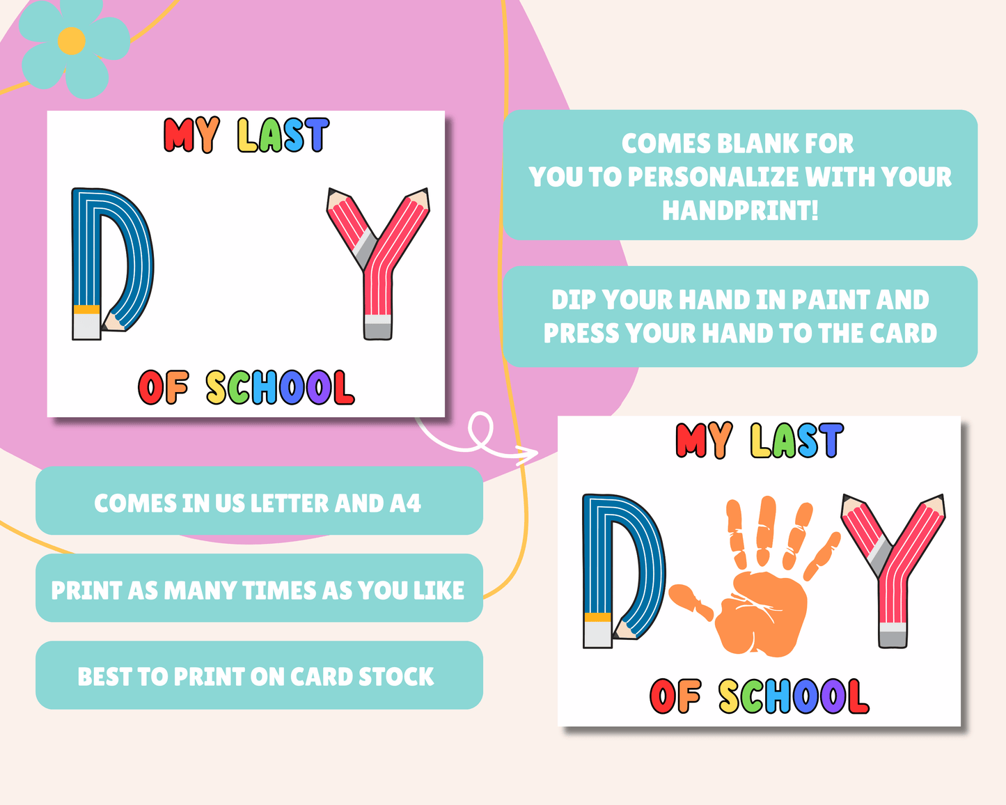 Last Day Of School Handprint Craft Bundle