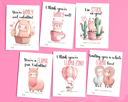 Editable Llama Valentine Cards for Kids Classroom Valentine