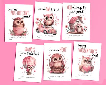 Editable Owl Valentine Cards for Kids Classroom Valentine