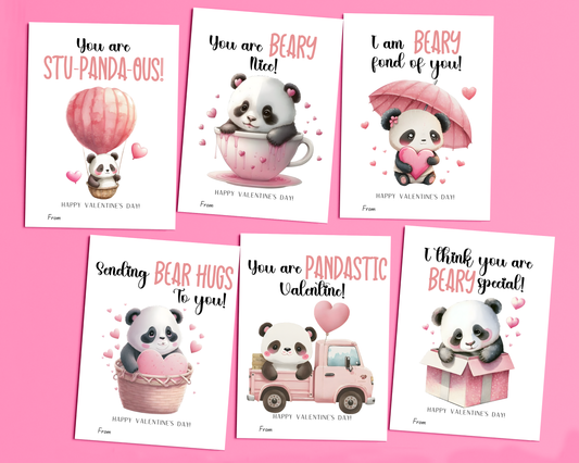 Editable Panda Valentine Cards for Kids Classroom Valentine
