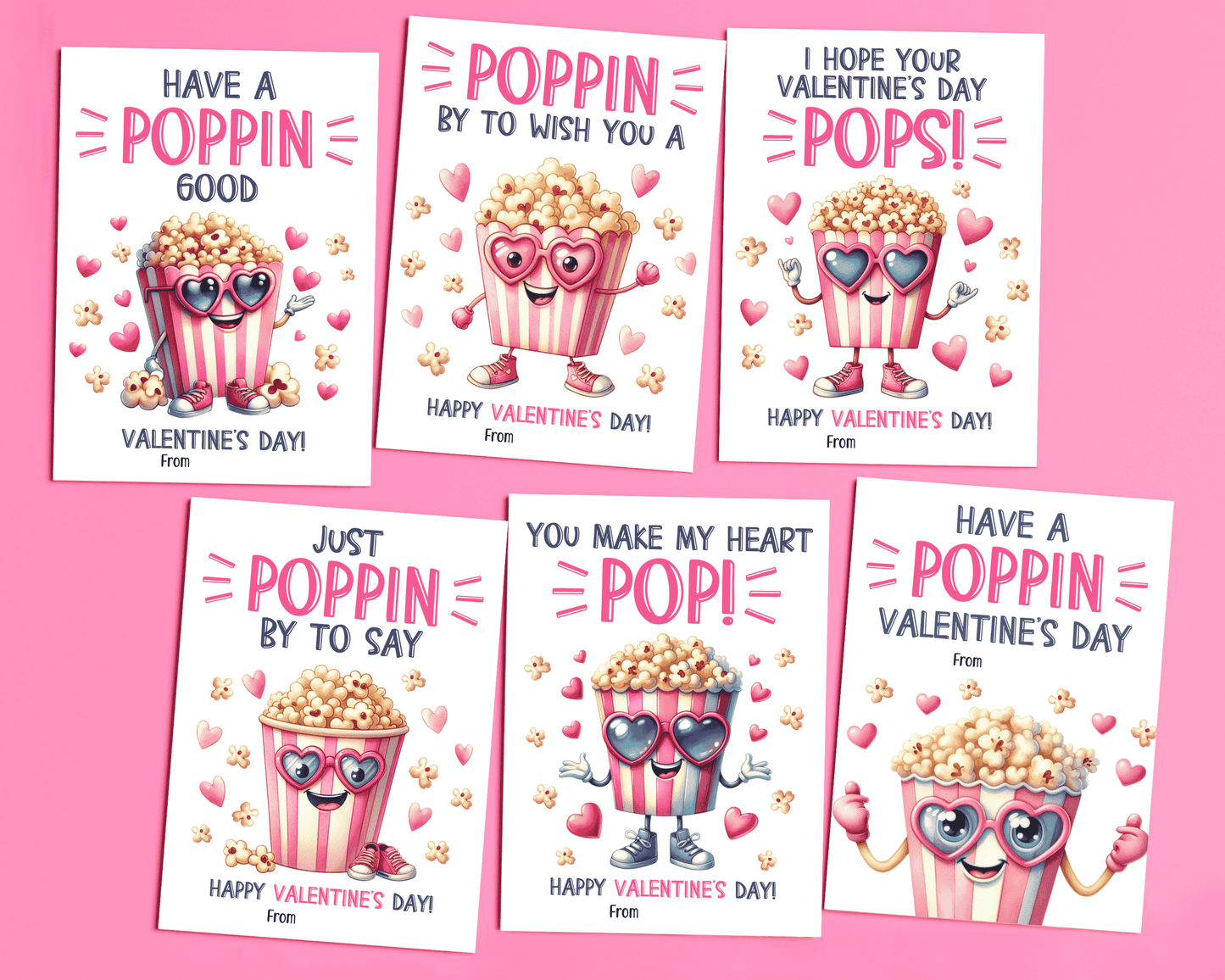 Editable Popcorn Valentine Cards for Kids for Classroom Valentine