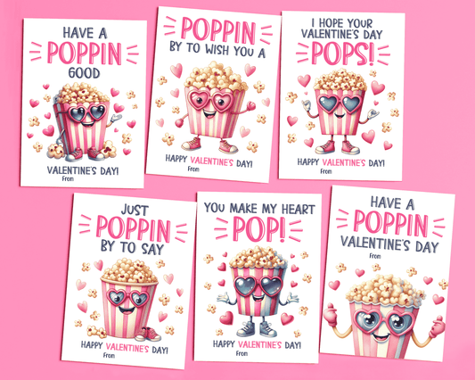 Editable Popcorn Valentine Cards for Kids for Classroom Valentine