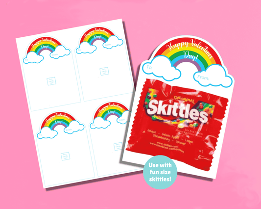 Editable Rainbow Candy Valentine Cards for Kids Classroom Valentine