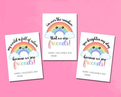 Editable Rainbow Valentine Cards for Kids Classroom Valentine