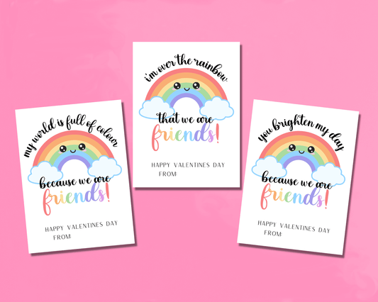 Editable Rainbow Valentine Cards for Kids Classroom Valentine