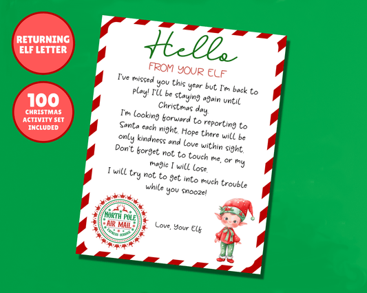 EDITABLE Returning Elf Hello Letter