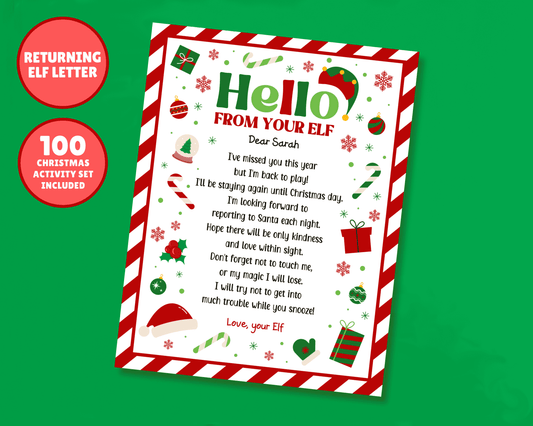 EDITABLE Returning Elf Hello Letter