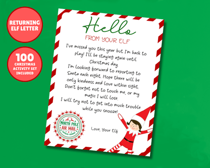EDITABLE Returning Girl Elf Hello Letter