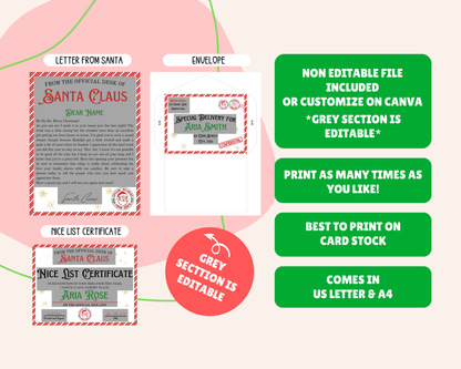 EDITABLE Santa Letter Set