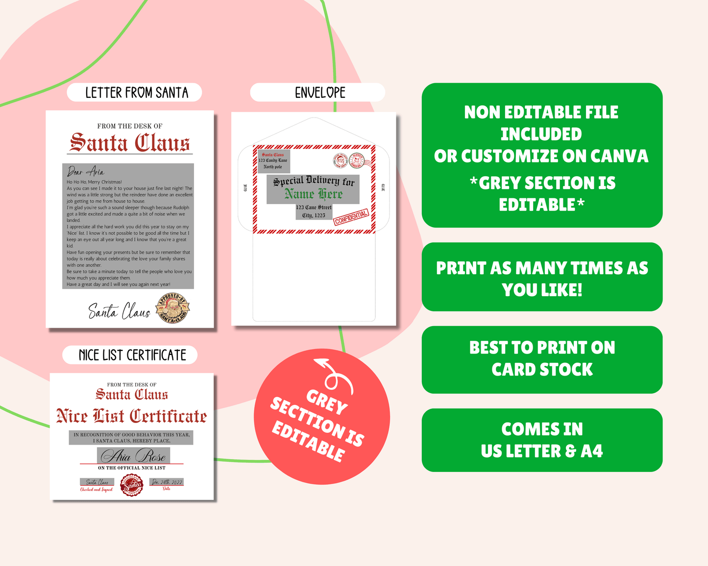 EDITABLE Santa Letter Set