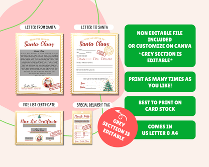 EDITABLE Santa Letter Set