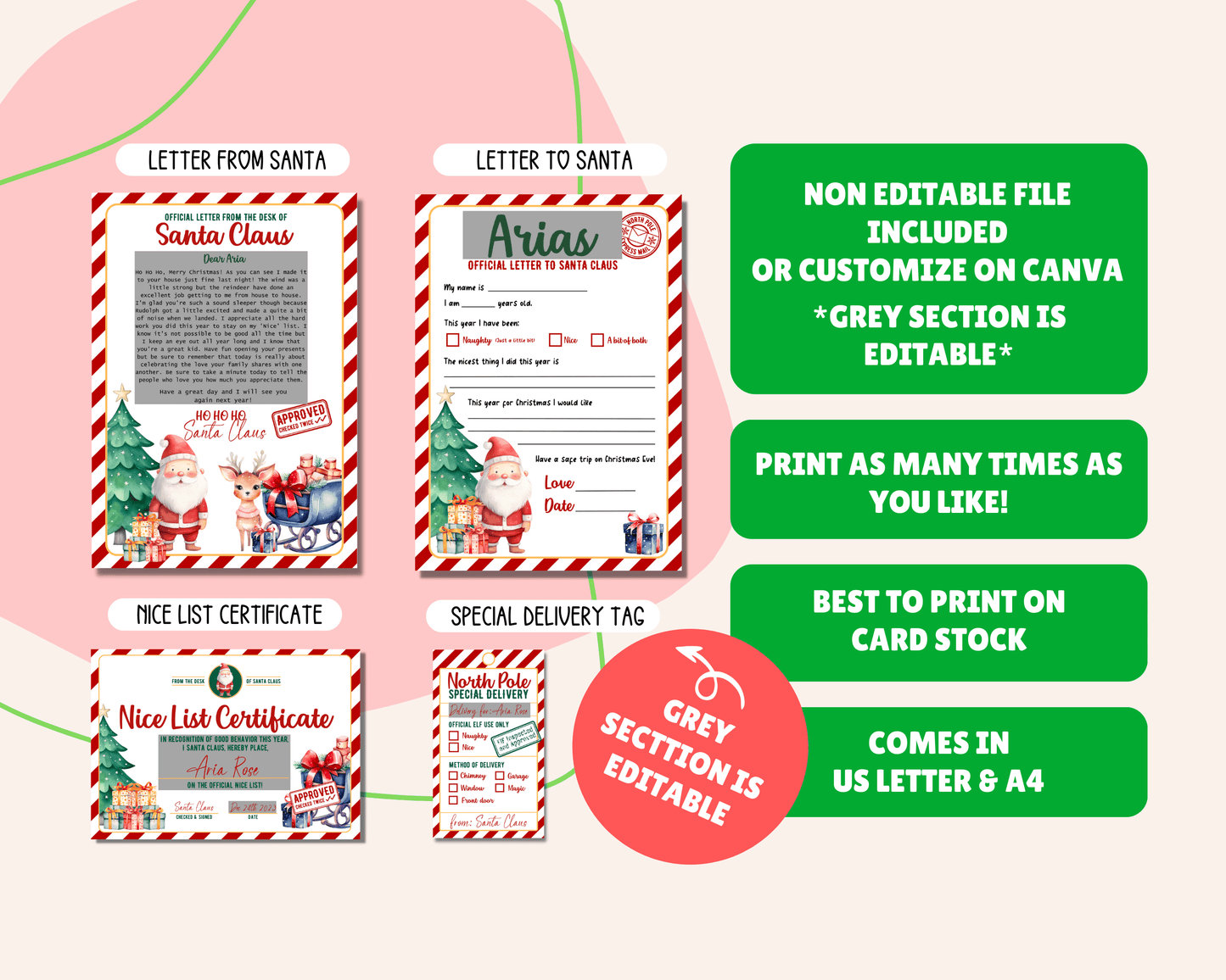 EDITABLE Santa Letter Set