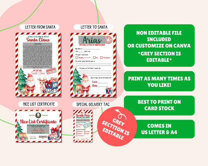 EDITABLE Santa Letter Set
