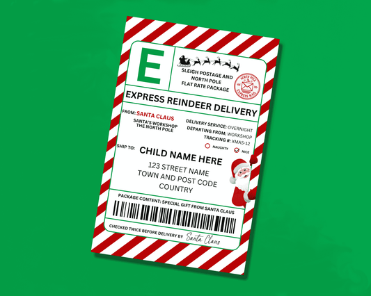 EDITABLE Santa Shipping Label