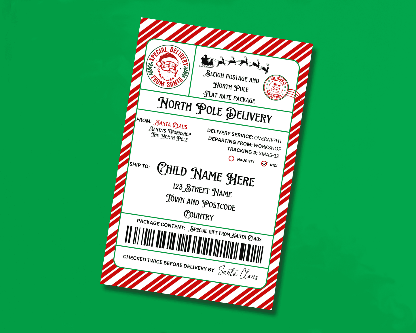 EDITABLE Santa Shipping Label