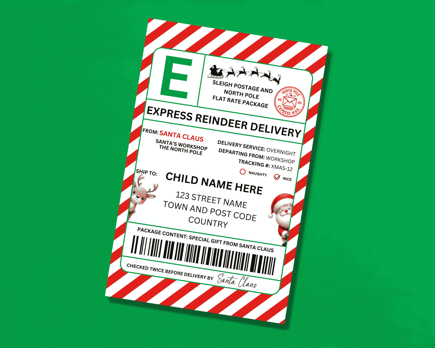 EDITABLE Santa Shipping Label