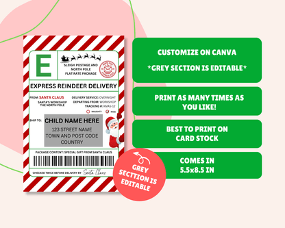EDITABLE Santa Shipping Label