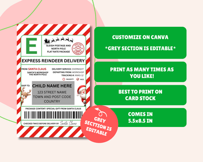 EDITABLE Santa Shipping Label