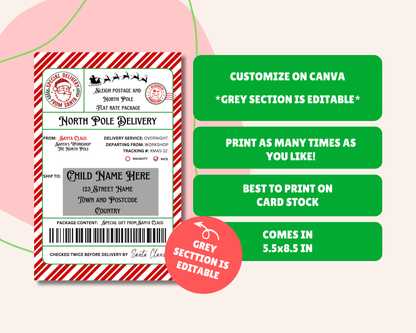 EDITABLE Santa Shipping Label