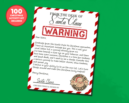 EDITABLE Santa Warning Letter