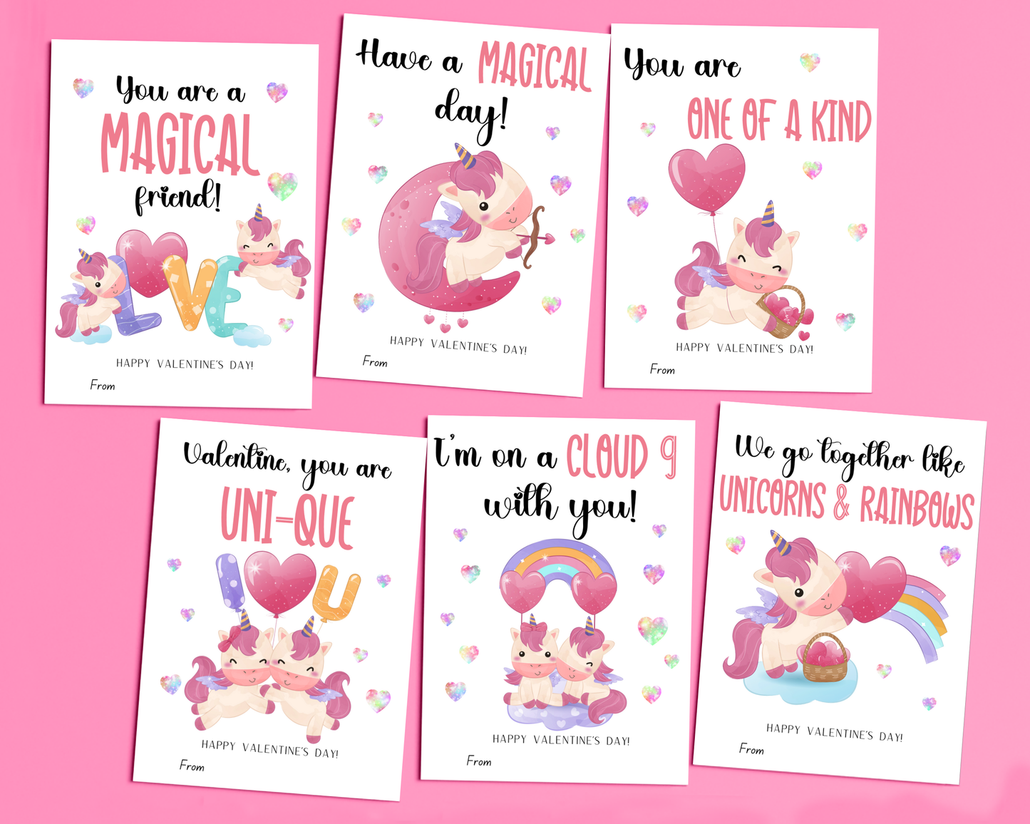 Editable Unicorn Valentine Cards for Kids for Classroom Valentine