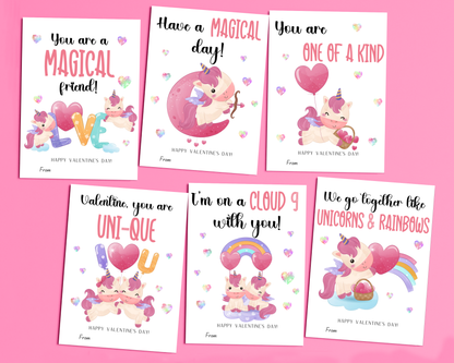 Editable Unicorn Valentine Cards for Kids for Classroom Valentine