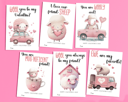 Editable Sheep Valentine Cards for Kids Classroom Valentine