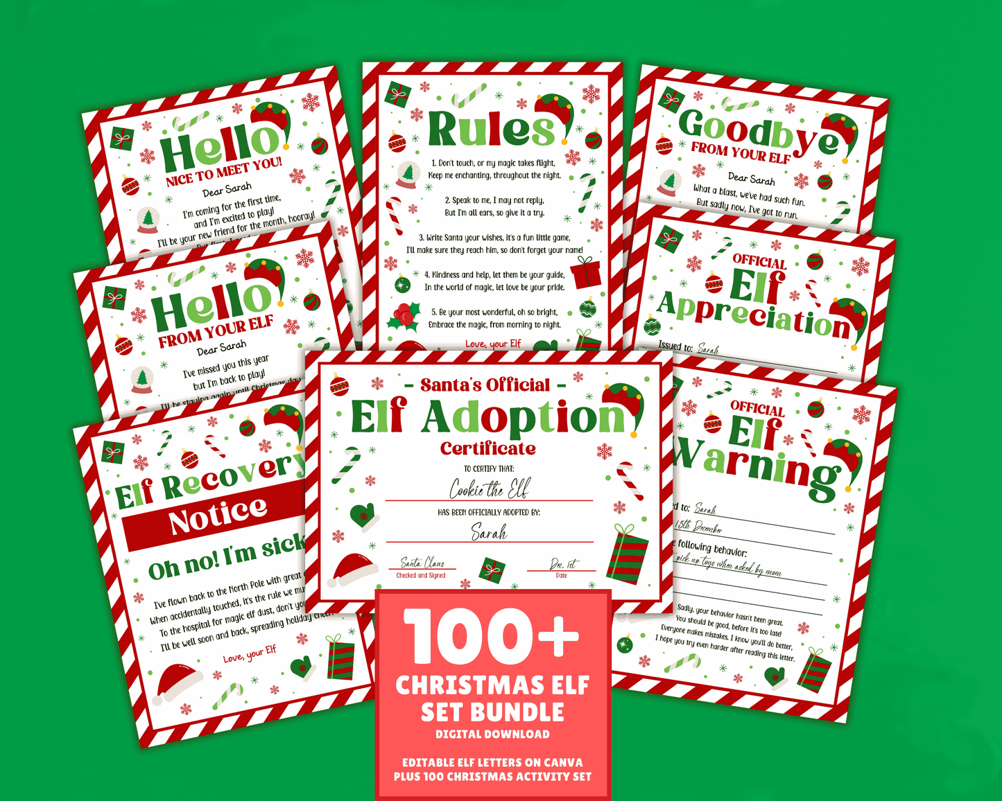 EDITABLE Elf Letter Set