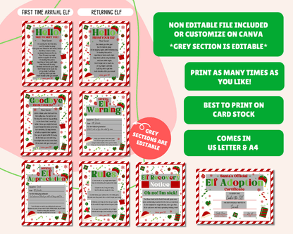 EDITABLE Elf Letter Set
