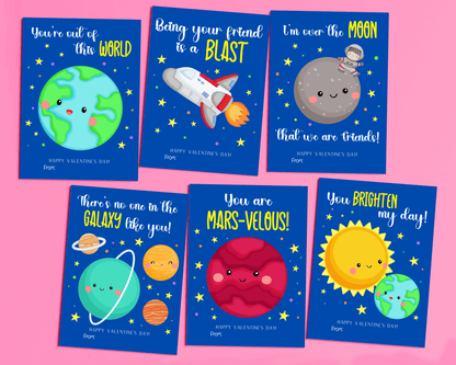 Editable Space Valentine Cards for Kids Classroom Valentine