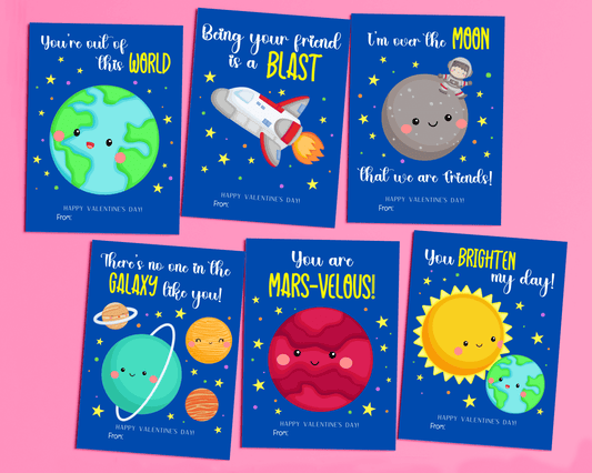 Editable Space Valentine Cards for Kids Classroom Valentine