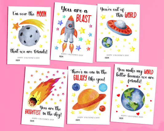 Editable Space Valentine Cards for Kids Classroom Valentine