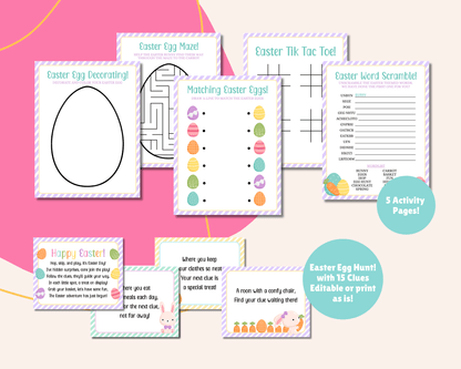 Easter Bunny Bundle – Purple Stripe Bunny Bait Tag, Letter, Certificate, Gift Tags & Activity Pages