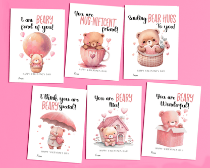 Editable Teddy Bear Valentine Cards for Kids Classroom