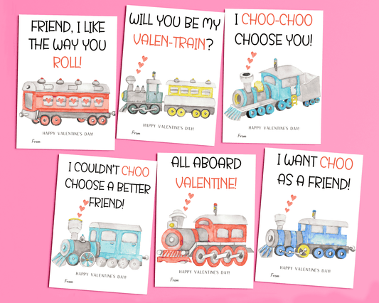 Editable Train Valentine Cards for Kids Classroom Valentine