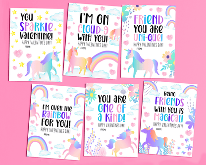 Editable Unicorn Valentine Cards Kids Classroom Valentine