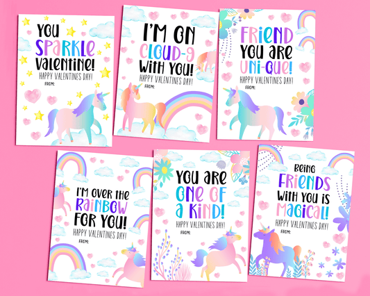 Editable Unicorn Valentine Cards Kids Classroom Valentine