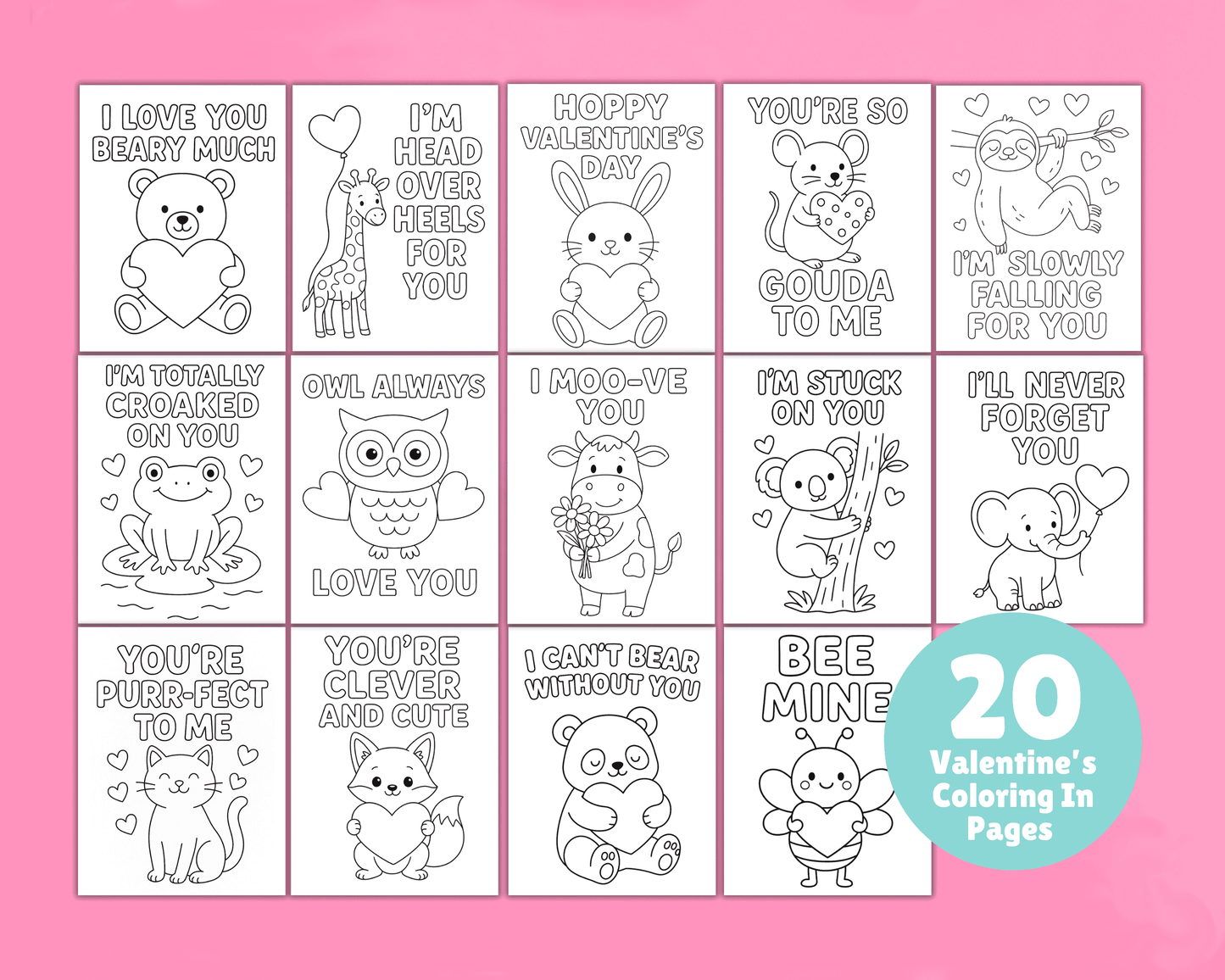 Valentine's Coloring In Page Bundle