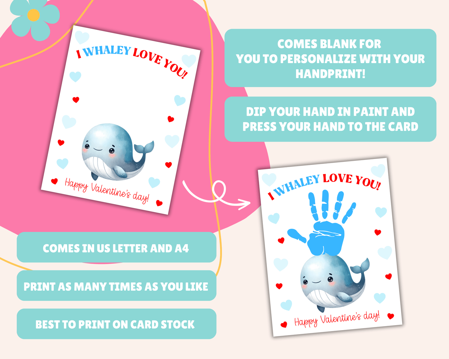 Valentine's Handprint Art Craft Bundle for Kids