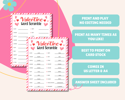 Valentine Word Scramble Game