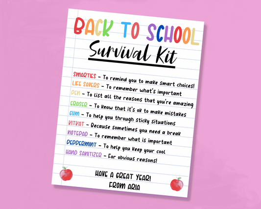 EDITABLE Back To School Survival Kit