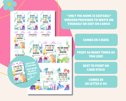 EDITABLE Teacher Appreciation Gift Tag