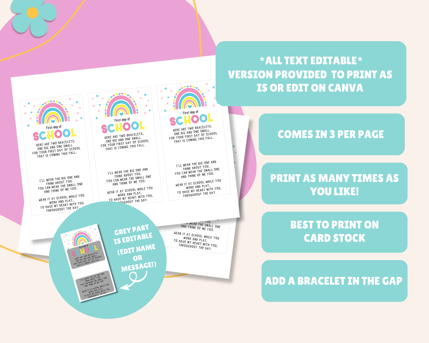 EDITABLE Mommy and Me Bracelet Tag