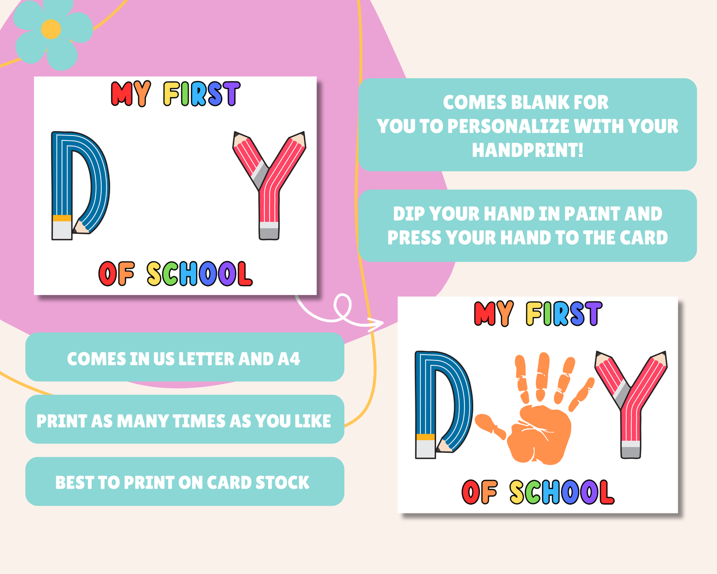 First Day Of School Handprint Craft Bundle