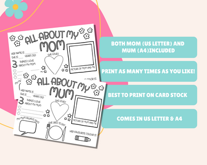 Mother's Day All About My Mom Printable