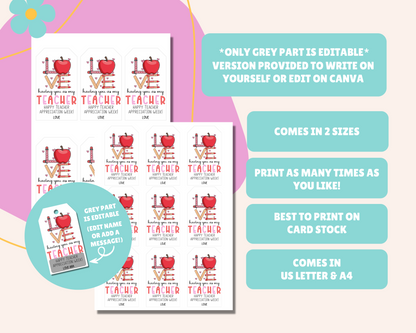 EDITABLE Teacher Appreciation Gift Tag